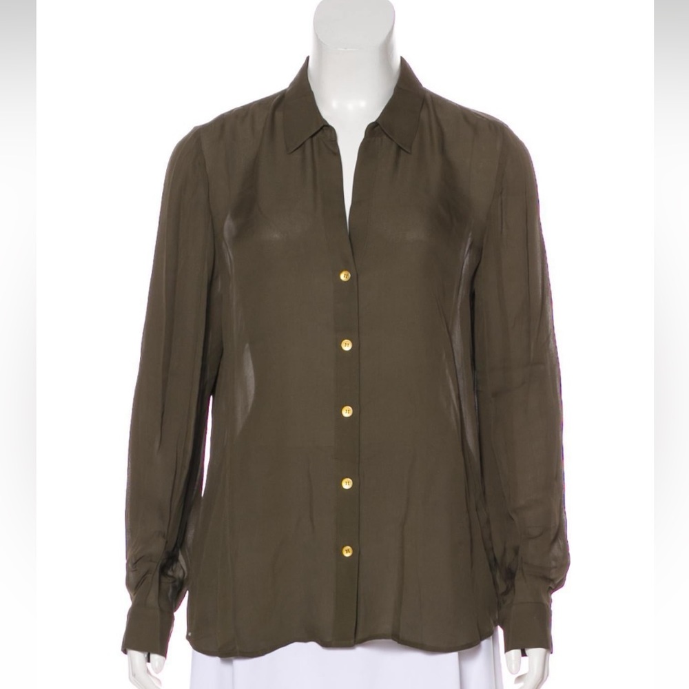L’agence Silk Collar Button Up Shirt (L)
